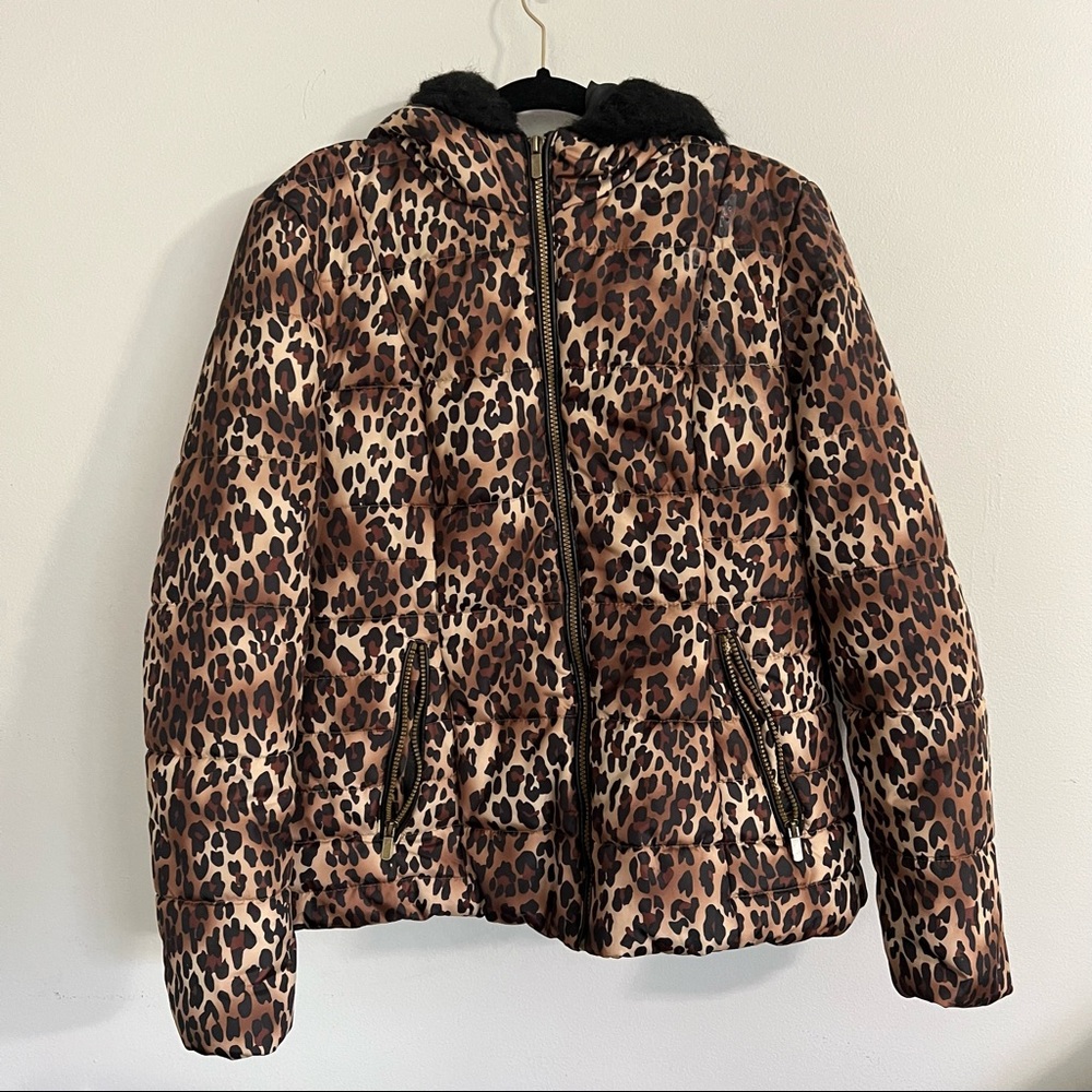 Celebrity pink animal print puffer jacket xl